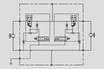 此原理圖通過(guò)在大流量邏輯閥上的T-8A的插孔插入電磁閥，實(shí)現(xiàn)對(duì)大流量馬達(dá)的工作狀態(tài)控制。