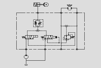 此原理圖為運(yùn)用電磁閥和液控?fù)Q向閥控制制動(dòng)器啟停。