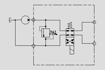 此原理圖為電磁閥切換工作油路。