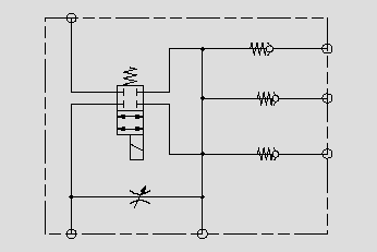 此原理圖為電磁閥得電所有先導(dǎo)油卸荷，先導(dǎo)不起作用。