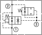 原理圖為太陽(yáng)液壓的三口控制帶導(dǎo)壓關(guān)導(dǎo)壓控制單向閥，型號(hào)為：COFO。
