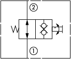 原理圖為太陽液壓的二位二通手動(dòng)方向閥，型號(hào)為：DTDM-*HN。