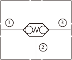 原理圖為太陽(yáng)液壓的雙珠式梭閥，型號(hào)為：CDAD。